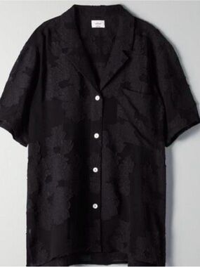 Aritzia Atticus Black Sheer Button up
